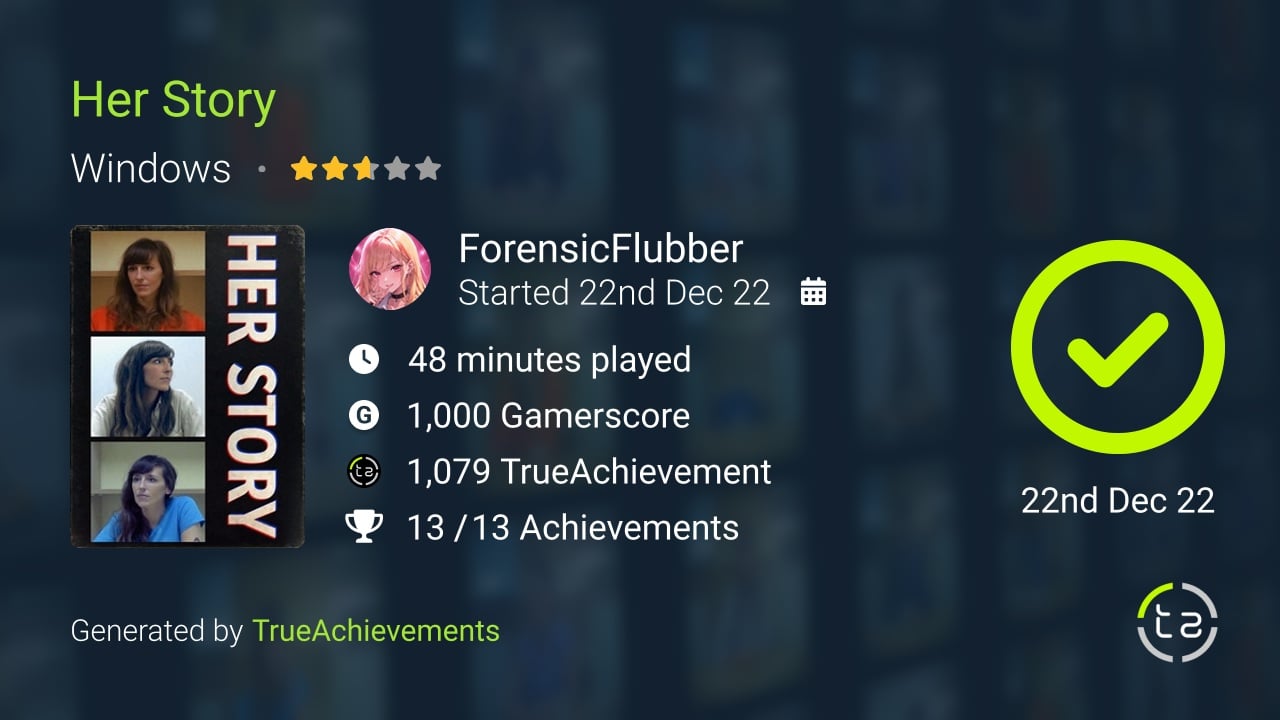 Her Story achievement summary